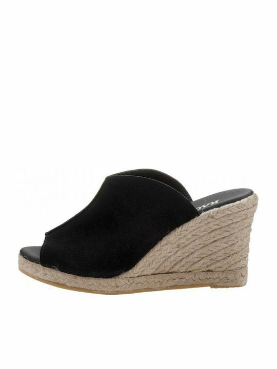 Ragazza Women's Suede Platform Wedge Sandals Black