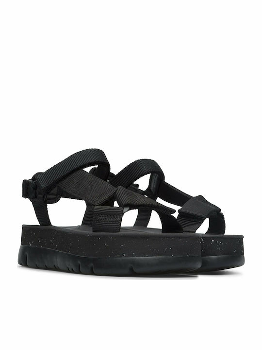 Oruga Up Γυναικεία Ανατομικά Σανδάλια Sporty Flatforms Μαύρα