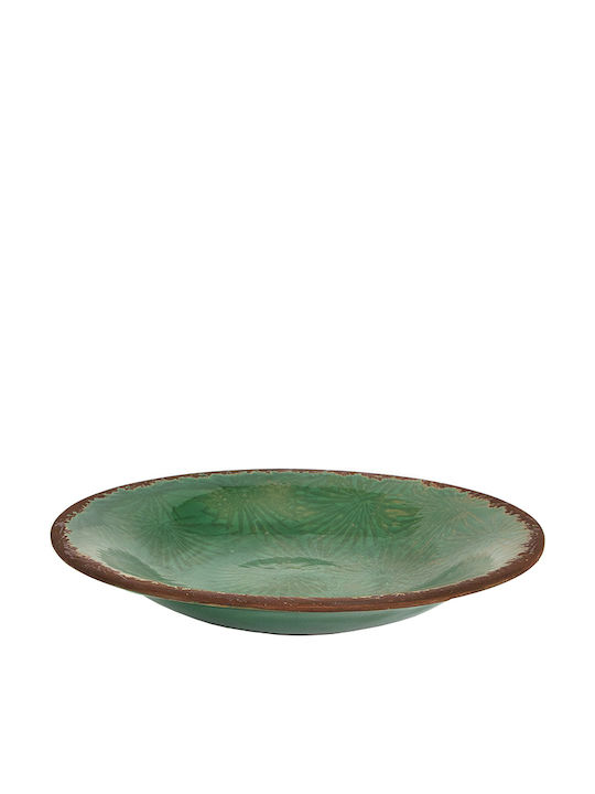 Zaros Round Ceramic Decorative Platter Green 32x32x6cm