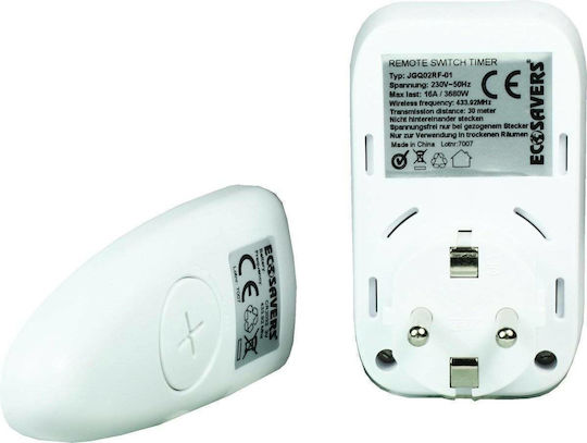 Ecosavers Remote Control Timer Switch Μονόπριζο με Τηλεχειριστήριο και Καλώδιο 8m