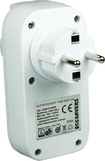 Ecosavers OutDoor Easy Time Switch Μηχανικός Χρονοδιακόπτης Πρίζας Ημερήσιος Εξωτερικού Χώρου IP44