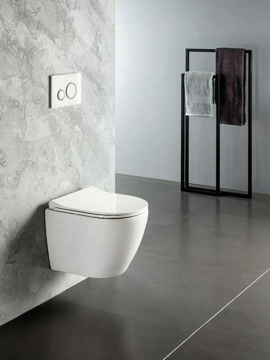 Bianco Ceramica Vito Λεκάνη Κρεμαστή με Slim Κάλυμμα Soft Close Λευκή