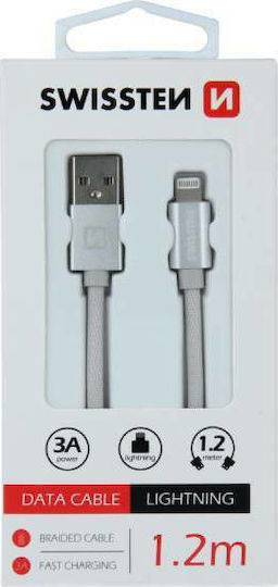 Swissten Braided USB to Lightning Cable Λευκό 1.2m (71523203)