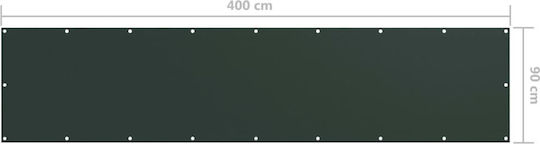 vidaXL Rectangular Shade Divider Green in Roll With Hoop & with PU Coating 0.9x4m made of Oxford fabric
