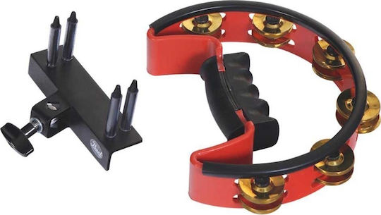 Pearl Ultra Grip Tambourine Red Plastic Hand Tambourine with Double Row Jingles