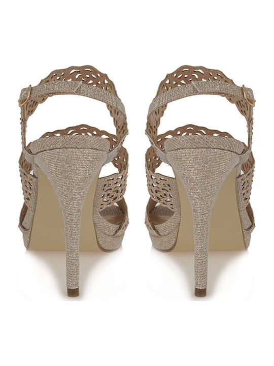 Stoff Sandalen mit Strass Gold