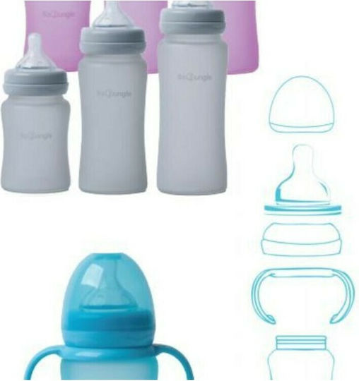 Bo Jungle Biberoane Bebelusi Sticlă Thermo Bottle cu Tetina Din Silicon pentru 3+ Luni Bej Bej 240ml