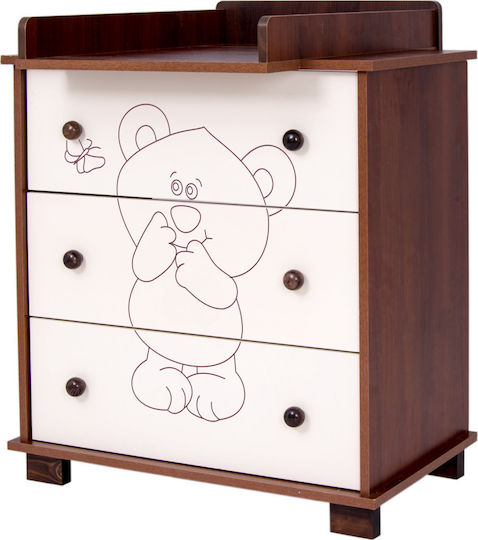 Drewex Bear & Butterfly Σετ Βρεφικού Δωματίου με Κρεβάτι & Συρταριέρα Λευκό / Καφέ