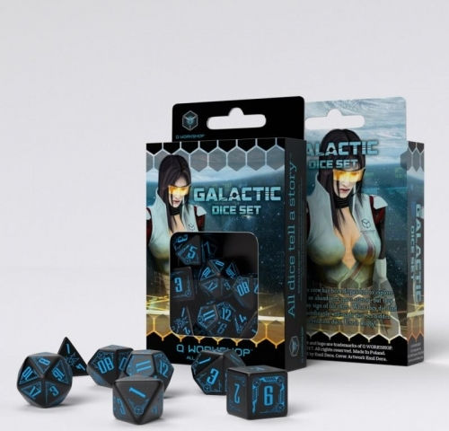 Q Workshop Galactic Dice Set Würfel Schwarz & Blau SGAL67