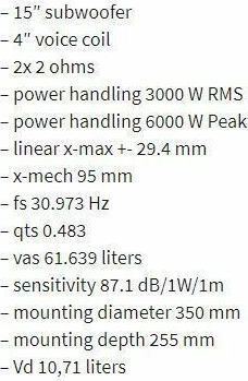DD Audio Redline 818d D2 Car Audio Subwoofer 15" 3000W RMS