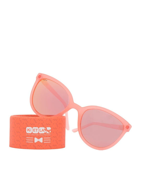 KiETLA BuZZ Unbreakable Butterfly Kids Sunglasses with Polarized Lens Neon Pink for 4-6 Years