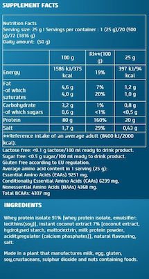 Biotech USA Iso Whey Zero Natural Πρωτεΐνη Ορού Γάλακτος Χωρίς Γλουτένη & Λακτόζη με Γεύση Φράουλα 500gr