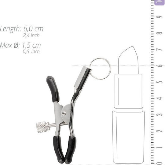 Easytoys Screw Clamps with Attachment Ring Σφιγκτήρες Θηλών σε Μαύρο Χρώμα