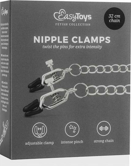 Easytoys Big Nipple Clamps with Chain Nipple Clamps in Silver Color