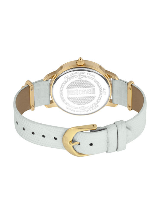 Just Cavalli Watch with White Leather Strap JC1L127L0025