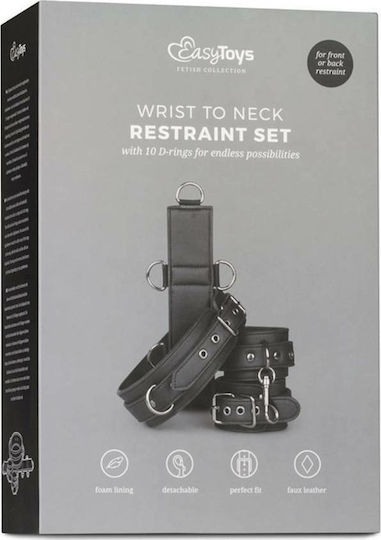 Easytoys Neck and Wrist Restraint Neck & Limb Restraint Set in Black Color