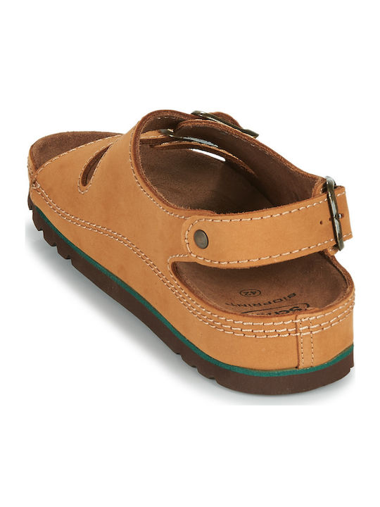 Airbag Leather Men's Sandals in Brown Color