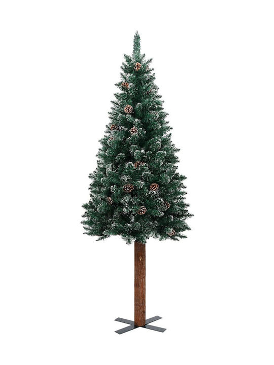 Χριστουγεννιάτικο Δέντρο Πράσινο Χιονισμένο Slim 180εκ με Μεταλλική Βάση