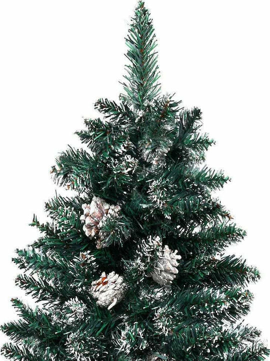 Χριστουγεννιάτικο Δέντρο Πράσινο Χιονισμένο Slim 210εκ με Μεταλλική Βάση