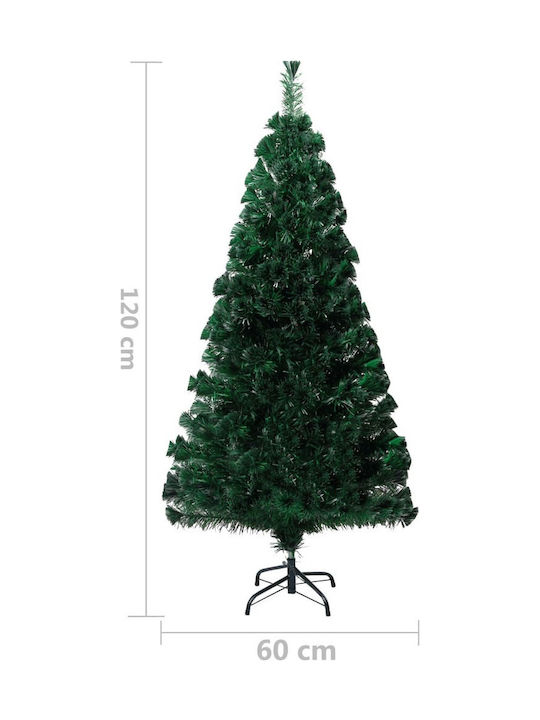 Χριστουγεννιάτικο Δέντρο Πράσινο 120εκ με Μεταλλική Βάση και Φωτισμό Οπτικών Ινών