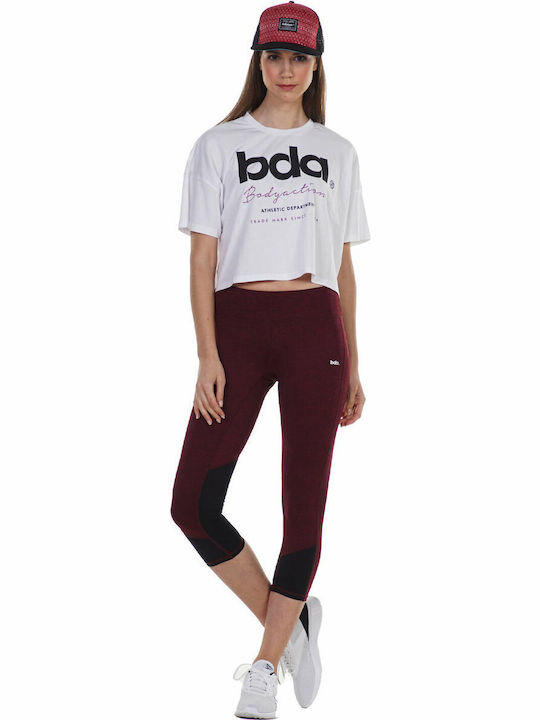Γυναικείο Αθλητικό Crop Top Κοντομάνικο Λευκό