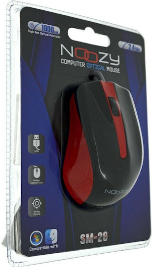 Noozy SM-26 Ενσύρματο Ποντίκι Black/Red