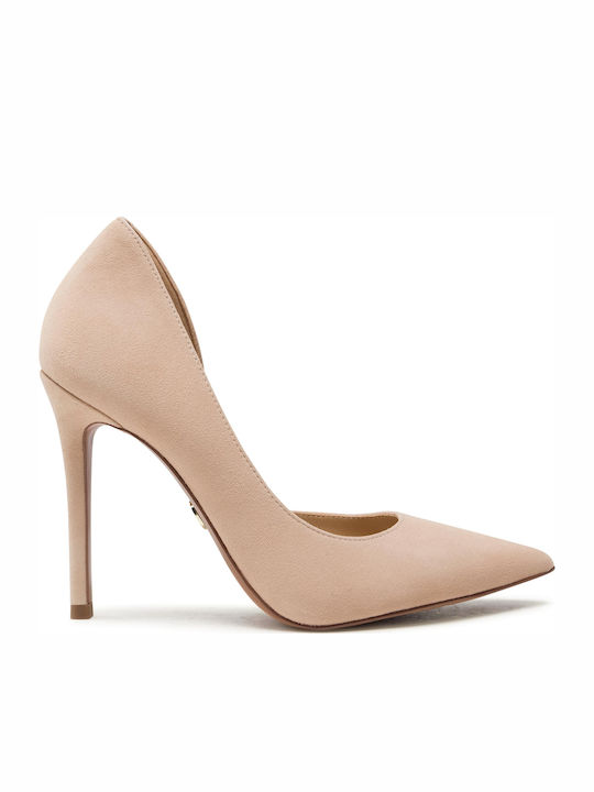 Michael Kors Keke Dorsay 40S0KEHP1L Suede Pointed Toe Heel Beige