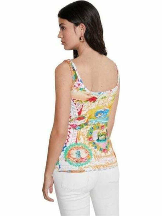 Desigual Thine In Love Women's Summer Blouse with Straps Floral White