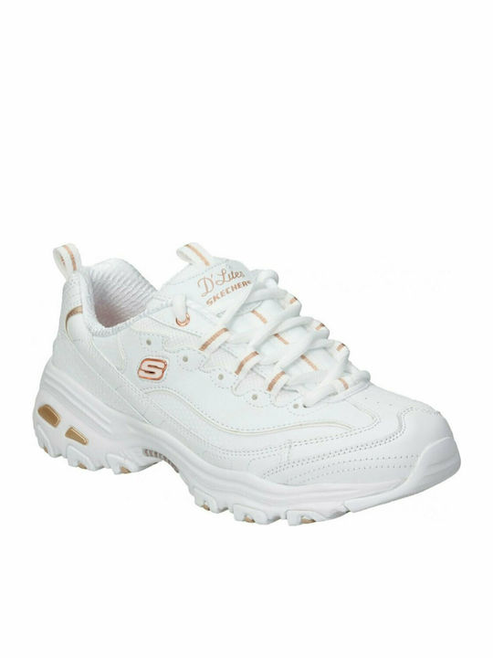 Skechers D'Lites Fresh Start Γυναικεία Chunky Sneakers Λευκά