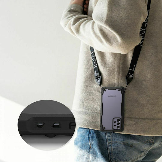 Ringke Fusion-X Back Cover Πλαστικό / Σιλικόνης με Λουράκι Μαύρο (Galaxy A72)