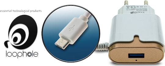 Loophole Φορτιστής με Ενσωματωμένο Καλώδιο micro USB 10W Χρυσός (Loophole TFS-761)