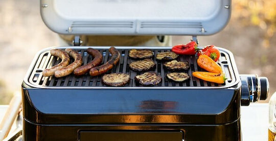 Campingaz Attitude 2 Go CV Gasgrill Gusseisen Rost 48cmx26cmcm mit 1 cm 2.4kW Schwarz