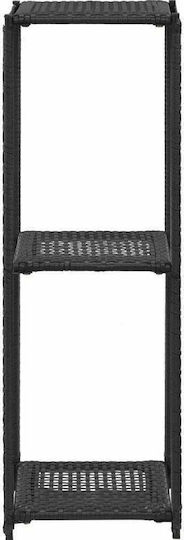 vidaXL Ραφιέρα Rattan 3 Θέσεων Μαύρη 46973