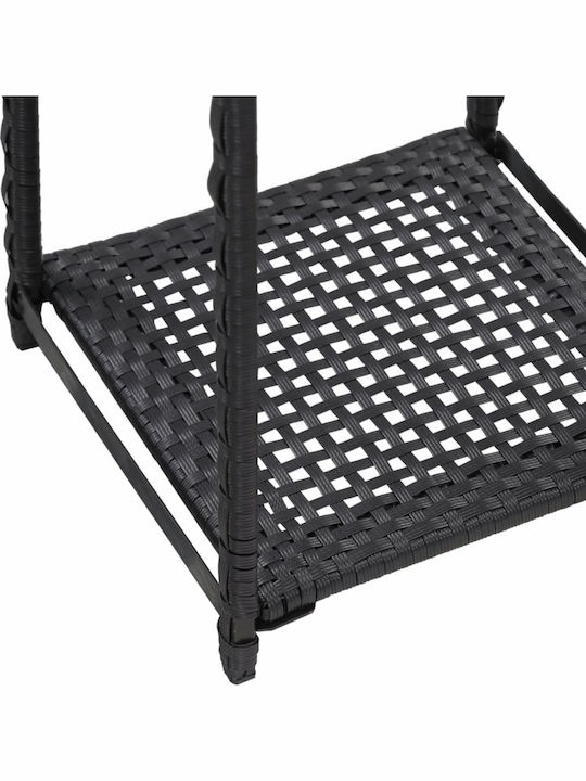 vidaXL Rattan Küchenregal Mit 3 Ebenen Schwarze 30x30x90cm