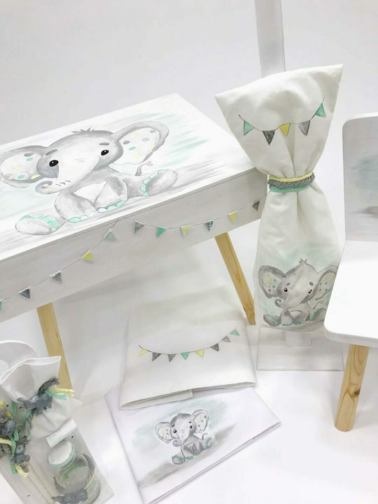 Έλενα Μανάκου Little Elephant Desk Βαπτιστικό Πακέτο με Θέμα Ελέφαντας