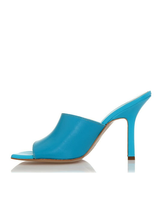 Sante Thin Heel Leather Mules Blue