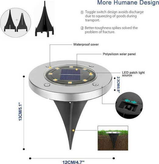 GloboStar Spiked Solar Light 3W 200lm Cold White 6000K with Photocell IP65