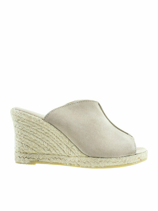 Ragazza Women's Suede Platform Wedge Sandals Beige