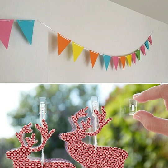 Inofix Plastic Hanger Kitchen Hook with Sticker Transparent 12pcs 2107-0