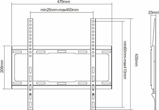 Cabletech DM-0151 DM-0151 Wall TV Mount up to 55" and 40kg