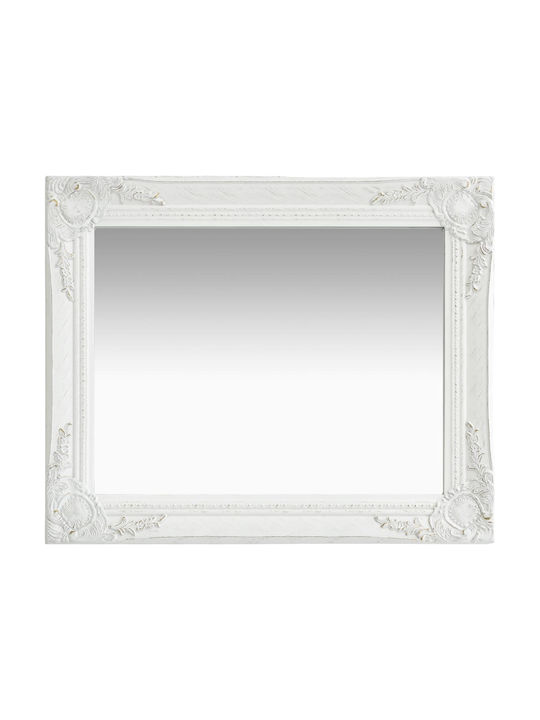 vidaXL Wall Mirror with White Wooden Frame 60x50cm 1pcs