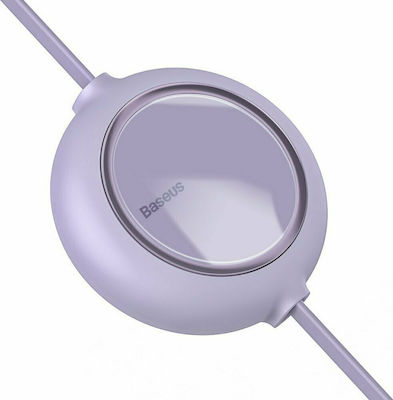 Baseus Bright Mirror Flat / Retractable USB to Lightning / Type-C / micro USB 1.2m 3.5A Cable Purple (CAMLT-MJ05)