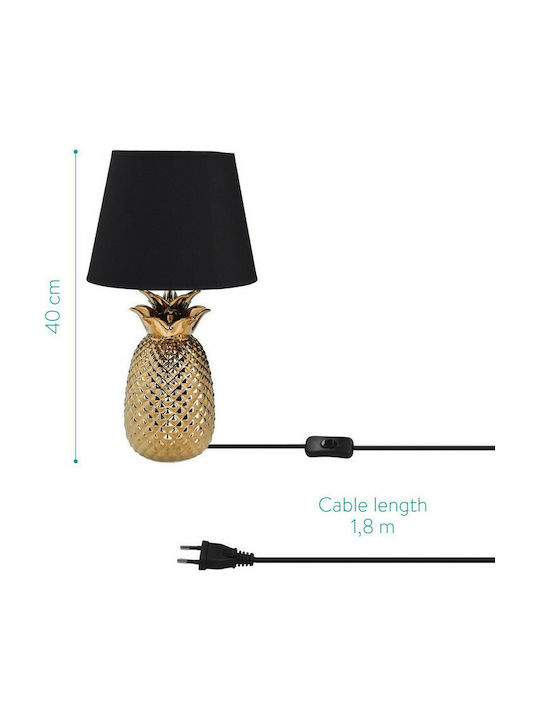 Navaris Metall Tischlampe mit Schwarz Schirm und Gold Basis