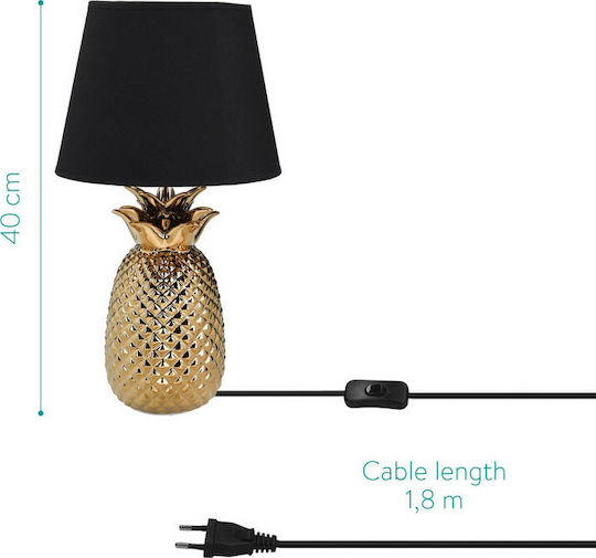 Navaris Metal Table Lamp with Black Shade and Gold Base