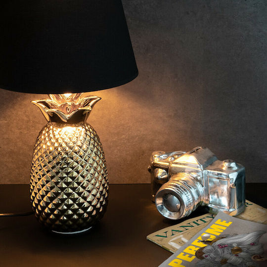 Navaris Metal Table Lamp with Black Shade and Gold Base