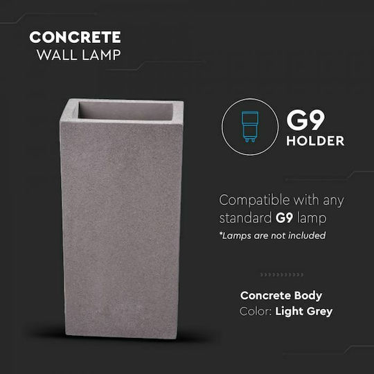 V-TAC Modern Lamp Wall with Socket G9 Gray 10x12x10cm