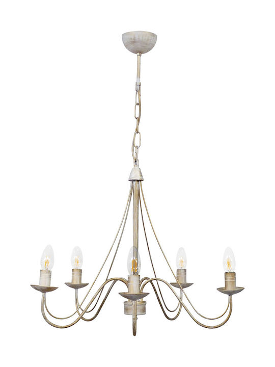 Heronia S-11 5/L WH/BR Chandelier Candlestick 5xE14 White 01-0283