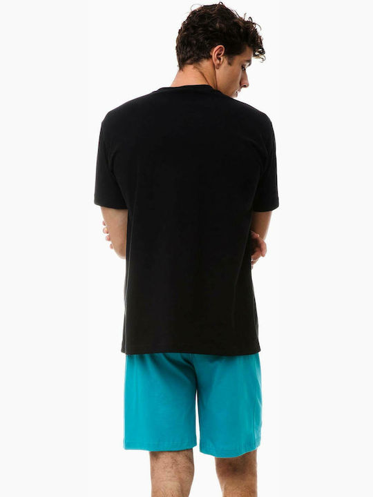 Minerva 90-70916 Men's Summer Cotton Pajamas Set Black