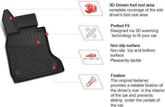 Novline Set of Front and Rear Mats 4pcs Tray Type for Mercedes-Benz G Class Black