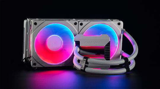 Phanteks Glacier One 240 MPH Wasserkühlung für Prozessor Doppelter Ventilator 120mm für Sockel AM4/1200/115x mit RGB Beleuchtung Weiß